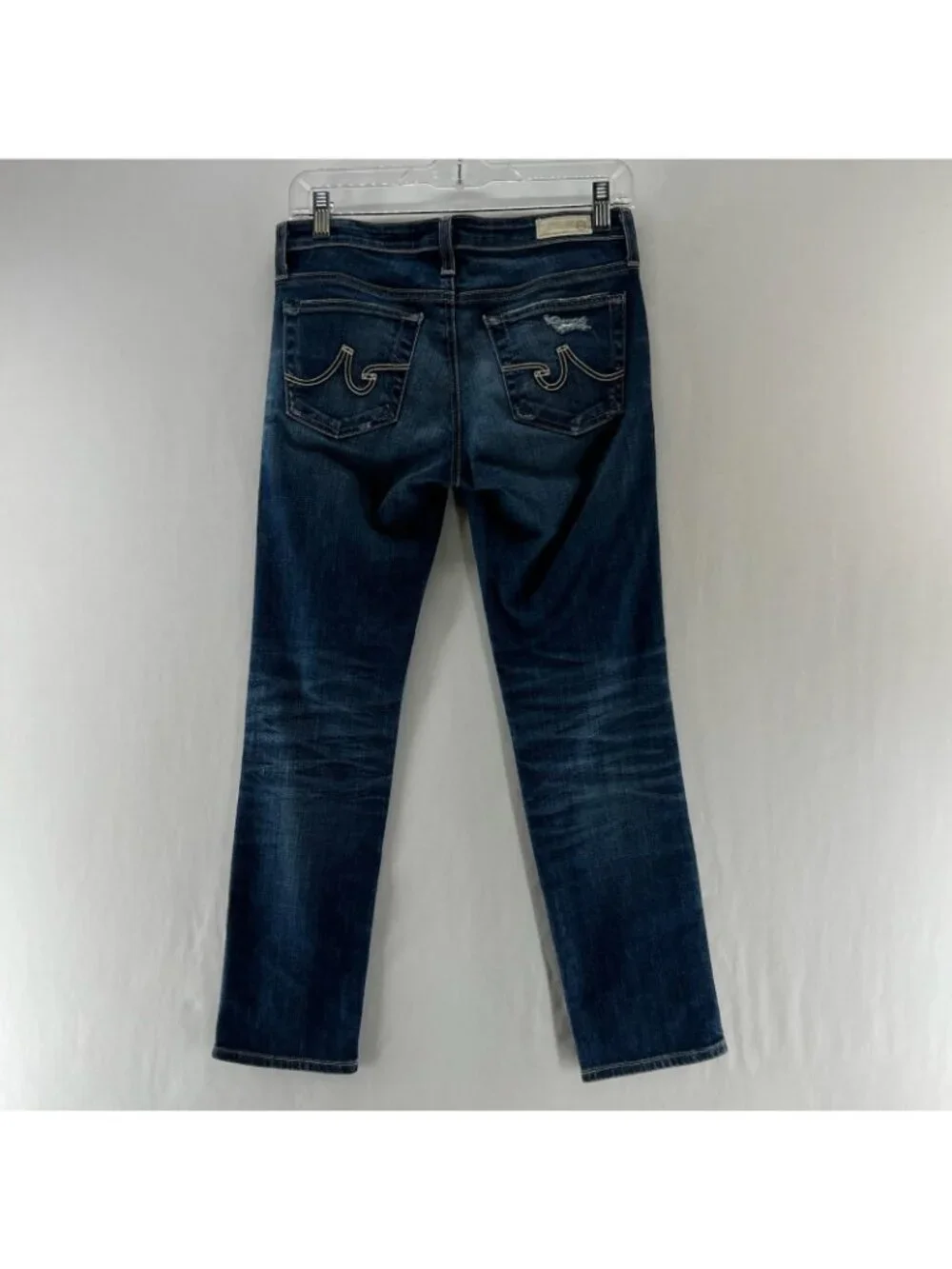 AG Adriano Goldschmied Stilt Crop Cigarette Jeans Size 26R Distressed Denim Blue